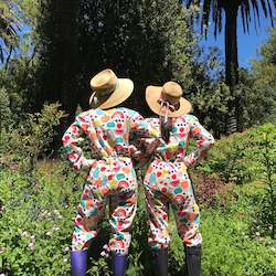 Women's Overalls: Fruity Faces - Flouncy Overalls