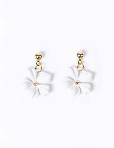 Dangly Flower Earrings | White