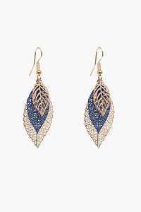 Leaves Earrings | Gold & Cobalt