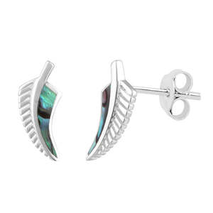 Jewellery: Little Taonga Sterling Silver and Paua Fern Stud