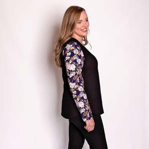 Black Floral Long Sleeve Breastfeeding Top