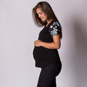 Flourish Range: Black Floral Sleeve Tee - Flap