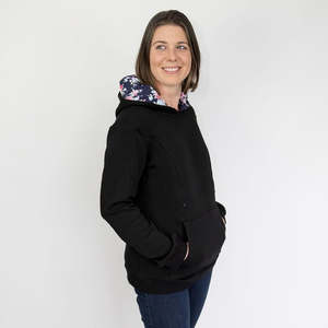 Black Hoodie With Pastel Bouquet Hood