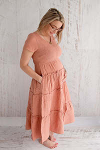 Bella Tiered Dress - Dusty Pink