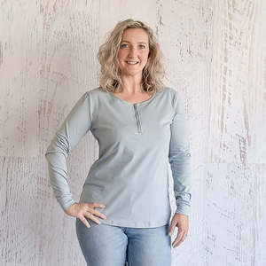 Breastfeeding Tops: Pearl Grey Breastfeeding Zipper Top