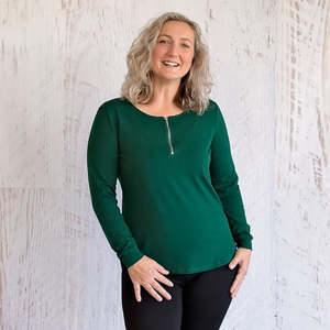 Forest Green Breastfeeding Zipper Top