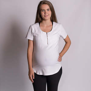 Rose Gold Zipper Tee - White