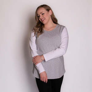 Breastfeeding Tops: Grey/White Breastfeeding Top