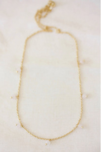 Flora Droplet Necklace - Gold & Rose Quartz