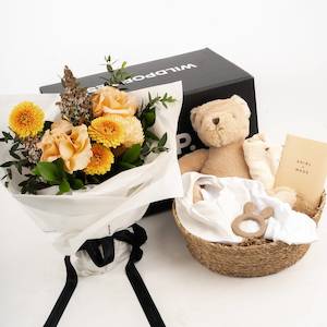 Baby Bear & Flower Gift Basket