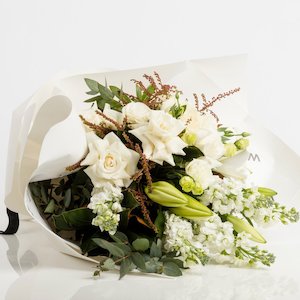 Fresh Whites and Green Bouquet