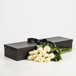 Boxed White Roses