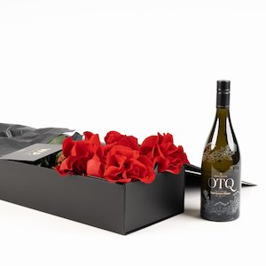 Boxed Red Roses and JT Wine