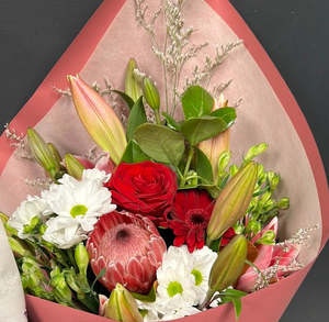 Pastel mix of seasonal flowers