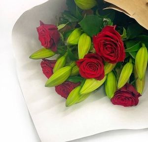 Red Rose & Lily Bouquet, Bouquet Flowers By Joanne