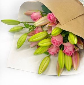 Pink Rose & Lily Bouquet, Bouquet Flowers By Joanne