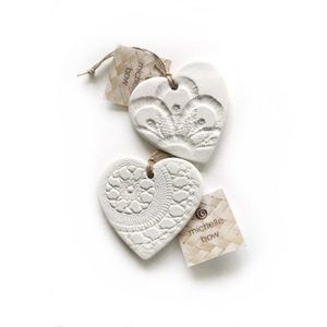 Michelle Bow Porcelain Lace Hearts, Gifts Flowers By Joanne