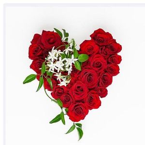 Greeting Card - Red Rose Heart, Cards and Books Flowers By Joanne