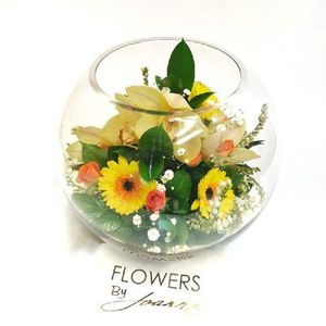 Flowers in Glass Bowl, Arrangements Flowers By Joanne