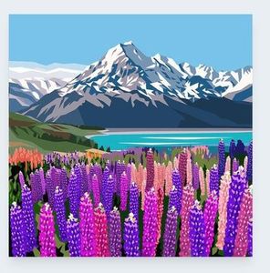 Greeting Card-Mt Cook Lupins, Cards and Books Flowers By Joanne