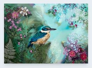 Greeting Card-Nestled in Nature - Springtime Kingfisher, Cards and Books Flowers By Joanne