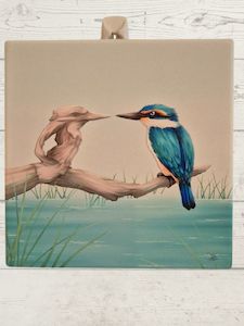 Ceramic Artwork 1: Mirror Kingfisher ceramic tile