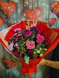 100 And Under: Red and Pink palette bouquet