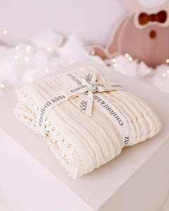 Muslin Blanket with Lace Trim - 2 colours