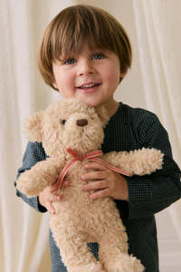 Snuggle Bunnies Arthur Teddy – Red Stripe Bow