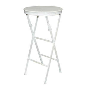 French Country Folding Side Table Tall White