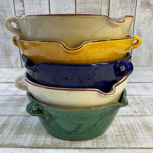 Spanish Terracotta Bowl with Lip and Handles - GOLD