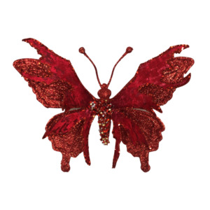 Gifts Accessories: 17.5CMW RED BUTTERFLY ON CLIP