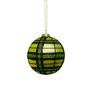 GREEN TARTAN GLASS BALL
