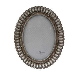 Mothers Day: French Country FANNED OVAL PHOTO FRAME PEWTER FINISH 5X7"