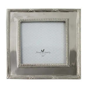 Mothers Day: French Country BEADED NICKEL SQUARE PHOTOFRAME 4X4"