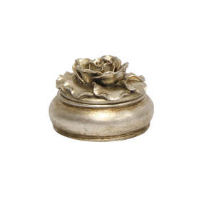 Mothers Day: French Country Camelia Small Round Trinket Box Pewter Finish