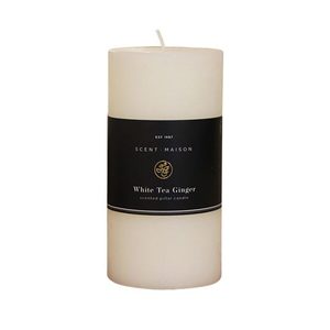 Mothers Day: French Country Maison Pillar Candle White Tea Ginger 3X6″