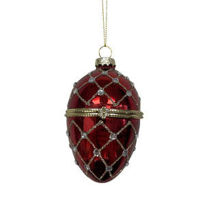 Easter: Red Diamante Glass Opening Egg Hanger