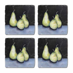 Coasters Placemats: Midnight Pears Coaster Set ~ 4 pieces