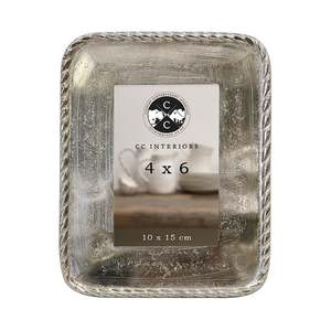 Sale Items Excluiding Floral And Giftcards: ROPE EDGE PHOTO FRAME IN RAW NICKEL FINISH 4X6