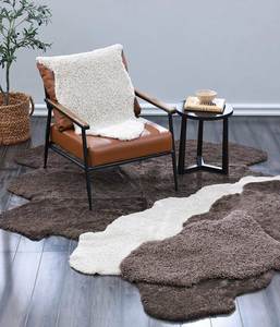 M M Linen: NZ Short Wool Sheepskin Rug Mushroom ~ (Dark Brown) ~ Single