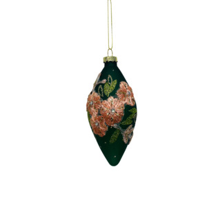 GREEN WITH PINK EMBROIDERY GLASS OLIVE