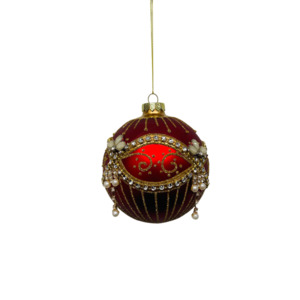RED BALL WITH GOLD PAINT AND DIAMANTES