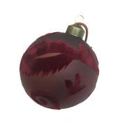 BURGUNDY FLOCK FEATHER GLASS BALL
