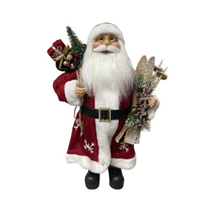 STANDING SANTA IN RED WHITE LONG COAT