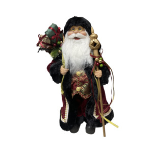 Standing Santa in Burgundy, long coat