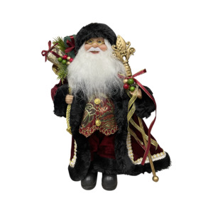 Standing Santa in Red & Black Trim