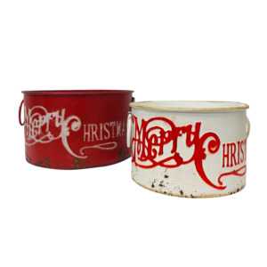 Round Red & White Tin