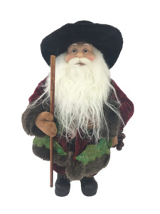 Standing Santa in Floral Green & Burgundy