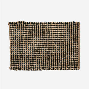 Homewares: Waffle Weave Black & Natural Door Mat 100% Jute 900L x 600W